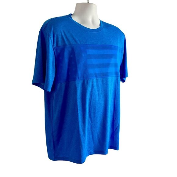 Golf America Blue Polyester Shirt with American Flag Under Mesh Men's Large NEW - Picture 4 of 9